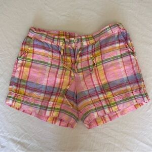 Tommy Bahama linen Plaid Women's Shorts in Pink, Yellow, and Green, Medium